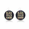 Style noir exagéré tête africaine lettre impression bois pendentif boucles d'oreilles en bois rond balancent oreille crochet boucle d'oreille Eardrop pour les femmes