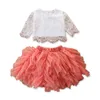 New Arrival Girls Clothing Set Kids Lace Top with Fluffy Tutu Skirt Clothes Formal Girls Suit 2 Pieces Outfit4539898