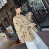 new solid color long sleeve short trench coat ladies fashion sweet turn down collar jacket female college style over coat D38