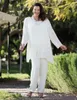 2019 Biała szyfonowa matka panny młodej garnitur garnitur z długimi rękawami Custom Made Plus Size Matka panny młodej