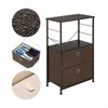 Free shipping Wholesales Nightstand 2-Drawer Shelf Storage/Bedside Dresser/Accent End Table Chest Brown