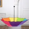 200pcs Lot neuer farbenfrohe dreifache Falbala Regenbogen Regeny Telescopic Umbrella272e