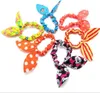 New 100pcs / lot Crianças Mulheres Banda Cabelo bonito Polka Dot Bow orelhas de coelho Headband Ring Girl Scrunchy Crianças de-cavalo acessórios para o cabelo Titular