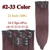 Clips de extensiones de cabello sintético largo y recto, 16 colores, postizo Rubio negro de fibra de alta temperatura para 4657300