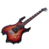 초보자 불꽃 모양의 일렉트릭 기타 키트 6 문자열 픽업 가방 스트랩 패들 렌치 도구 2 색상 우주선