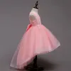 Einzelhandel Kinder Kleidung Neue Designer Mädchen Kleider Stickerei Spitze Party Kleid Mädchen Weiß, Rosa Mit Schleife Ballkleid Leistung Prinzessin Kleid