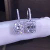 Vendita calda nuovo 2019 gioielli di lusso in argento sterling 925 forma t topaz cz daimond donne gemme da sposa orecchino gancio per il regalo degli amanti