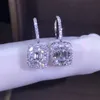 Hot Koop Nieuwe 2019 Luxe Sieraden 925 Sterling Zilver T Shape White Topaz CZ Daimond Vrouwen Bruiloft Edelstenen Oorbel haak Voor Lovers 'Gift