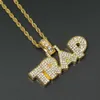 Fashion- Letters Trap Pendant Halsband för män Crystal Capital Luxury Halsband Rostfritt stål Kubanska kedjor smycken 2 färger Gold272o