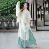 New Arrival Hanfu dla kobiet Green Haft Dance Costume Tradycyjne Nosić Studkę Folk Sukienka Oriental Festival Strój DC1846