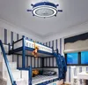 Ventilatore da soffitto per camera dei bambini Ventilatori da soffitto Illuminazione Rimuovi il controllo Ventilatore invisibile Lampade a LED per la casa Illuminazione Ventilatore da soffitto con timone blu l MYY