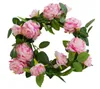 結婚式の装飾の人工的な偽のシルクのバラの花のつるのぶら下がっている花輪の結婚式の家の装飾的な花の花輪の花輪の牡丹のつる
