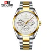 أزياء جديدة Tevise Men Automatic Mechanical Watch Men Stains Stains Stains Stefling Wristwatch Male Clock Clock Relogio Massulino2577