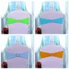 Elastic Wedding Chair Cover Sash Bands Bow Tie For Wedding Party Birthday Chair Buckle Sashes Bowknot Decoration Colors Available DH0682