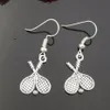 Groothandel mode-sieraden vintage zilveren tennisracket bal charme dangle oorbellen voor vrouwen sportgeschenken 631