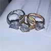 choucong 3 färger hjärta form ring 3ct diamant 925 sterling silver engagemang bröllop band ringar för kvinnor smycken gåva