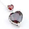 LuckyShien Xmas Gift Hart Luxe Rood Garnet Gemstone 925 Sterling Zilveren Kettingen Dames Zirkoon Hanger Sieraden met Keten Gratis Verzending