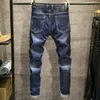 rippade jeans för män denim byxor manlig hål tidvatten märke denim byxor manlig rakt tvättad bomull 2019