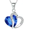 Damesmode Hart Crystal Rhinestone Zilveren Ketting Hanger Ketting Sieraden Accessoires Partij Gunst 10 Kleuren RRA2822