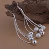 Women 925 Silver Plated Drop Earring Beaded Silver Earring Wedding Bridal Earring Jewelry Gift for Love High Quality