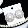 S1139 Bijoux de mode S925 Boucles d'oreilles Silver Post exagérées Faux Pearl Rhinstone Stud Oreads4108340