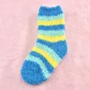 1Pair Cute Coral Fleece Striped Winter Socks Warm Fluffy Baby Floor Socks Soft Feet Warmer Toddler Infant Kids Christmas Gifts free shipping