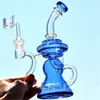 Vaso de cristal azul Bong Bong Cámara único aceite Dab Rigs Vaso Base de reciclaje de tuberías de vidrio con agua de 14 mm Conjunto