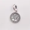 Andy Jewel 925 Sterling Silber Perlen, die sich drehen, Pandora-Baum des Lebens, baumelnde Charm-Charms, passend für europäische Schmuckarmbänder im Pandora-Stil