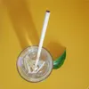 Natural reusable bamboo bubble tea straw tube set with case and cleaner brush bulk customized logo