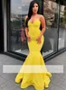 Elegancki żółty Długie Syrenki Suknie Wieczorowe Sweetheart Sweep Pociąg Formalna Prom Dress Specjalna okazja Szaty De Soirée Vestidos de Noche