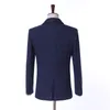 New Arrival Two Buttons Navy Blue Plaid Wedding Groom Tuxedos Notch Lapel Groomsmen Men Suits Prom Blazer (Jacket+Pants+Vest+Tie) W32