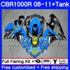 본체 + 탱크 for honda cbr1000 rr cbr 1000 rr 08 09 11 277hm.0 cbr1000rr 08 09 10 11 CBR 1000RR 2009 2009 2010 페어링 상어 물고기 파란색