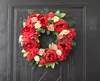 Artificial Peony Flower Wreath - 15" Pink Flower Door Wreath with Green Leaves Spring Wreath for Front Door, Wedding, Wall, Home Decor