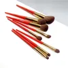 فرش ماكياج La Beaute Chinese-Red Brush Set - Saihoko Goat Hair 8-Brushes Face Eye Kit