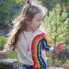 Printemps automne mode enfants filles coton coton arc-en-ciel taasel t-shirts enfants enveloppe o-cou tops twees designer ins