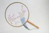 Classical Chinese Round Dance Fan Mulberry Silk Costume Decorative Craft Fan Single - side Embroidery Wooden Handle Fan Gift