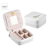 Korean Creative Jewelry Box Organizer Travels Portable Leather Ring Bracelet Earring Display Storage Drawer Box Case With Mirror C19021601