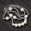 Mens Pearl Necklace Hip Hop rostfritt stål Boll Beaded Halsband smycken CLAVICLE Kedja Halsband Hip Hop Jewelry4311362