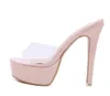 Sexy clear heels luxury women designer shoes platform sandals ultra high heels 14cm size 34 to 40