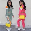 2 tweedelig set top en broek vrouwen tracksuit casual outfit sportpak groen patchwork dames zweetpakken kleding maat s-2xl