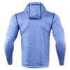 Maglietta sportiva con cappuccio da uomo manica lunga con cerniera maglietta da corsa da uomo felpa con cappuccio compressione palestra maglietta fitness top