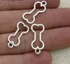 200pcs/lot Antique Silver Plated Dog Bone Charms Pendant for Jewelry Making Earrings Bracelet Accessories DIY 25x11mm