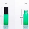 Colorful Mini 5ml Roll on Glass Bottle for Essential Oil Frosted Empty Aromatherapy Perfume Bottles Refillable Sample Vial with Metal Ball