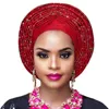 Aso Oke Headtie Gele Nigerian Headtie African Auto Gele Kvinnor Head Wrap Lady Turban för bröllop
