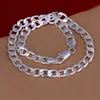 12mm kedja halsband för män silver 925 halsband 20 22 24 26 tum Curb Chain Choker Manlig smycken bred krage vridmoment masculino