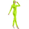 17 couleurs femmes brillant visage ouvert masqué Zentai une pièce Halloween Cosplay fête Catsuit à manches longues danse à capuche Unitard