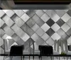 Retro grey wallpapers 3D cube stone wall restaurant cafe mural wallpaper for walls 3 d for living room