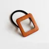 Lady Rubber Band Geometry Wooden Hair Rope Women Hair Accessories Korean Round Female Square High Quality Ponytail