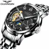 Guanqin topmerk tourbillon automatische polshorloge luxe mannen sport roestvrij staal waterdichte mechanische horloge relogio masculino315r