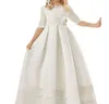 Sevimli Beyaz Yarım Kollu Dantel Kızlar Pageant Elbise Gül A-Line2019 Ucuz Kız Communion Elbise Çocuklar Örgün Giyim Çiçek Kız Elbiseler için düğün
